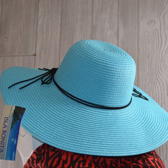 NEW - BEACH PLEASE Sunhat sun Hat BLUE / BLACK - Picture 5 of 6